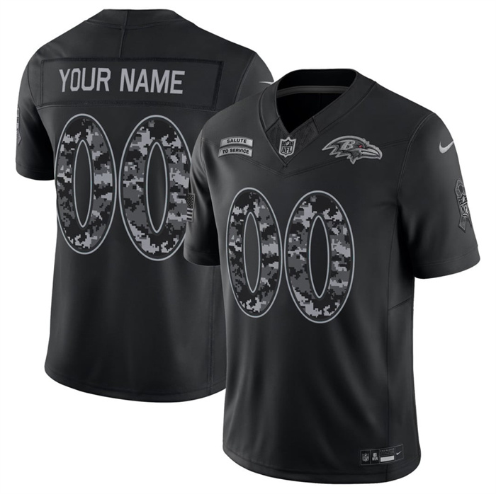 Men's Baltimore Ravens Active Player Custom Black F.U.S.E. 2026 Salute to Service Limited Stitched Football Jersey