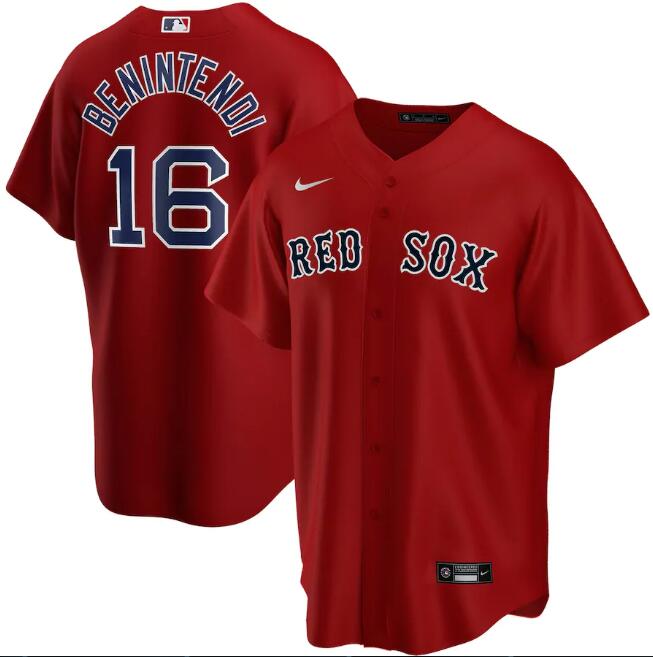 Men's Boston Red Sox #16 Andrew Benintendi Red MLB Cool Base Stitched Jersey