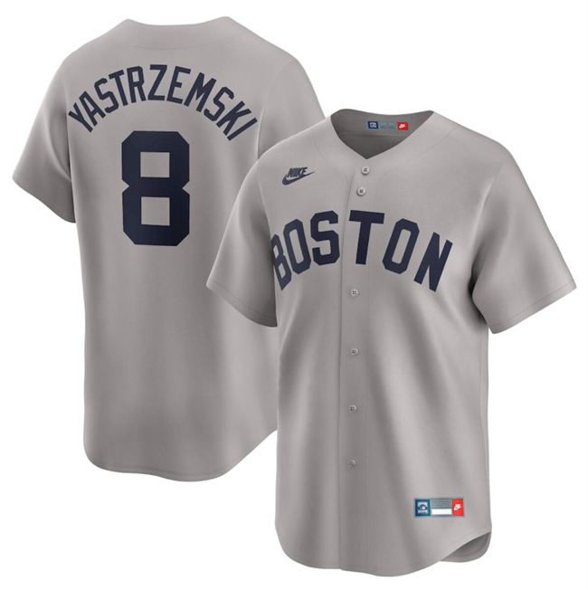 Men's Boston Red Sox #8 Carl Yastrzemski Grey Cooperstown Collection Limited Stitched Baseball Jersey