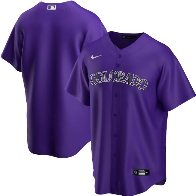 Men's Colorado Rockies Blank Purple MLB Cool Base Stitched Jersey