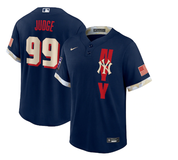 Men's New York Yankees #99 Aaron Judge 2021 Navy All-Star Cool Base Stitched MLB Jersey Men's New York Yankees #99 Aaron Judge 2021 Navy All-Star Cool Base Stitched MLB Jersey