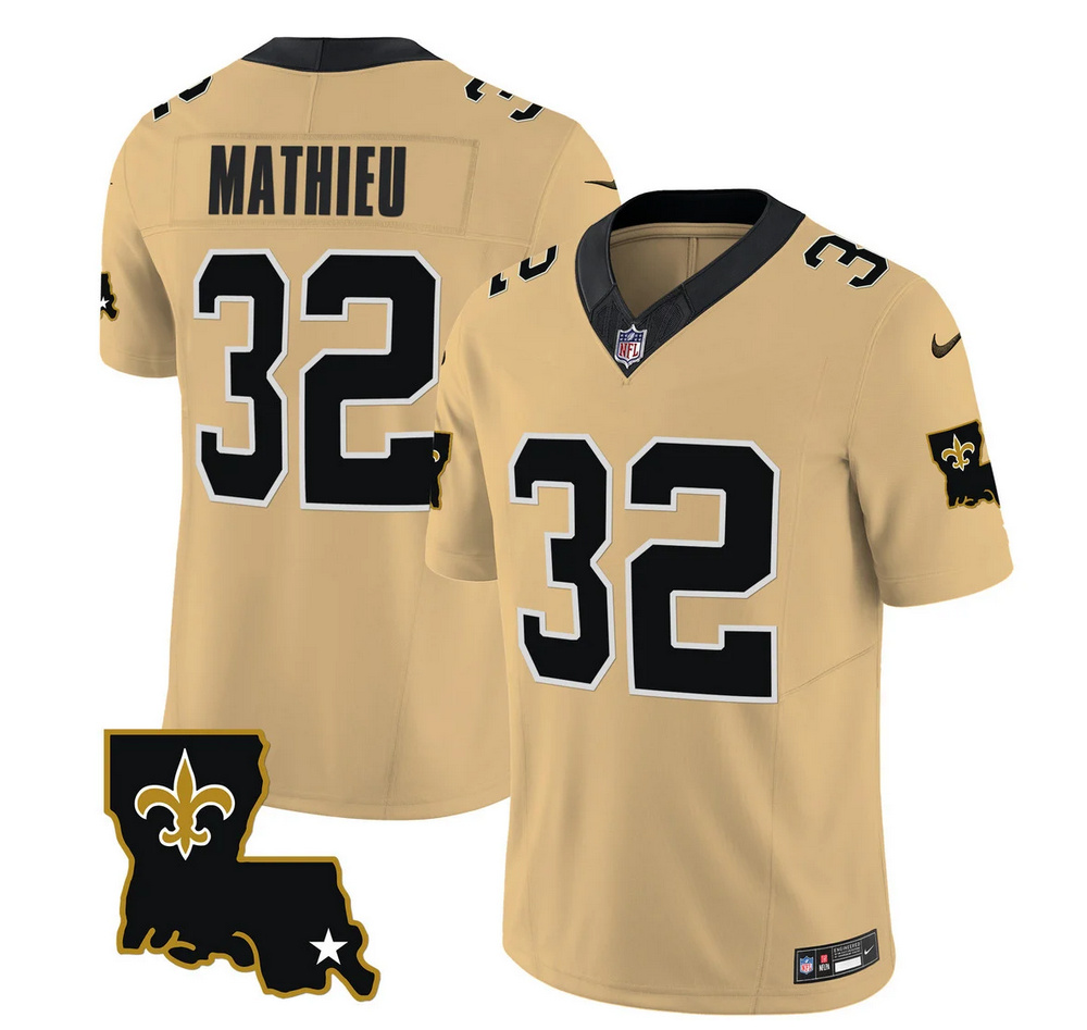 Men's New Orleans Saints #32 Tyrann Mathieu Gold 2023 F.U.S.E. 1987 Legacy Vapor Stitched Jersey Men's New Orleans Saints #32 Tyrann Mathieu Gold 2023 F.U.S.E. 1987 Legacy Vapor Stitched Jersey