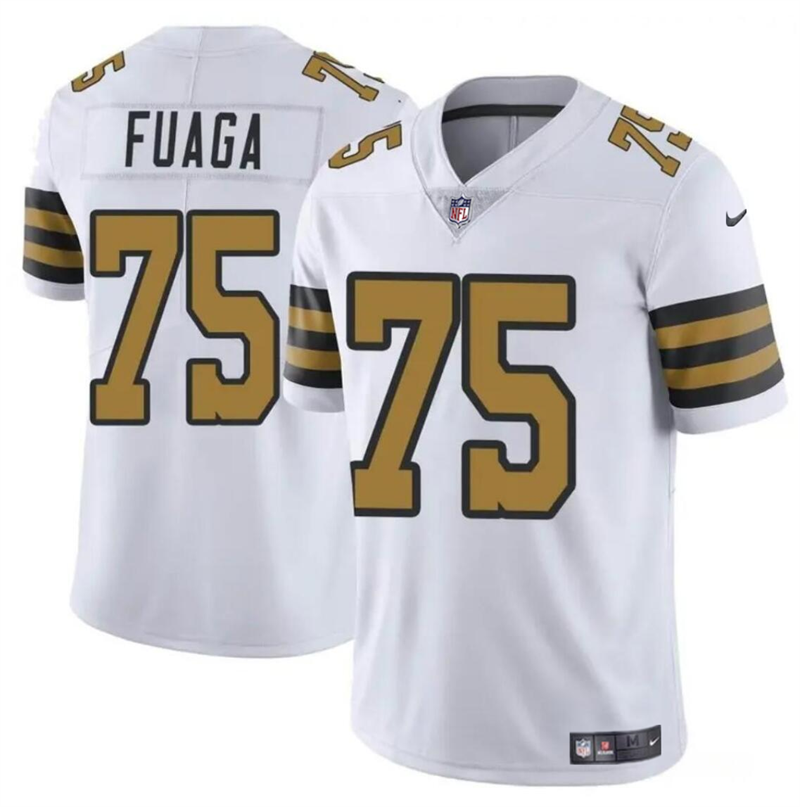 Men's New Orleans Saints #75 Taliese Fuaga White 2024 Draft Color Rush Limited Stitched Football Jersey