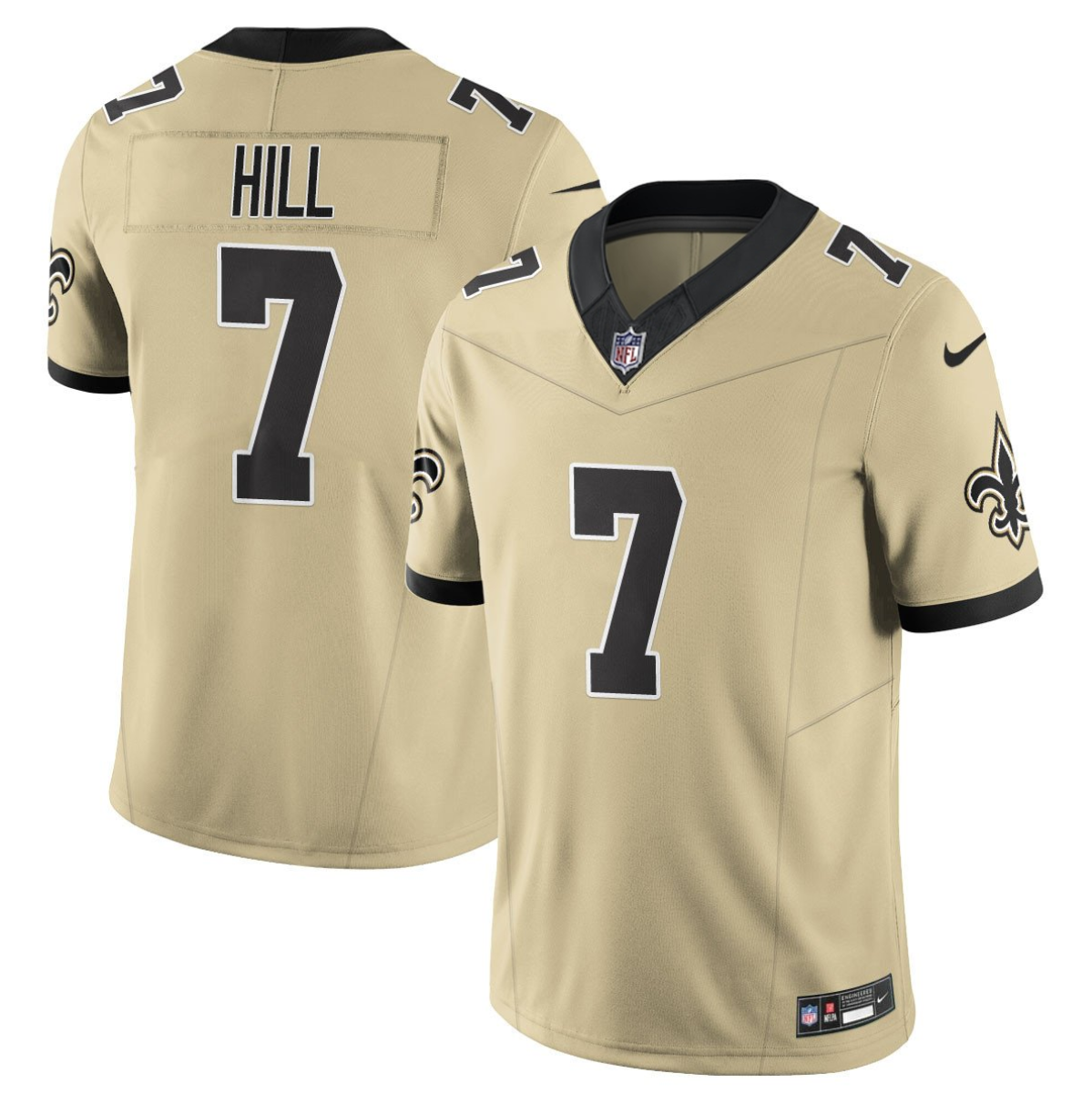 Men's New Orleans Saints #7 Taysom Hill Gold 2025 F.U.S.E. Alternate Vapor Limited Stitched Football Jersey