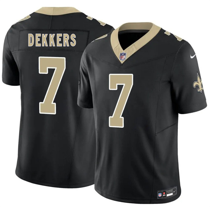 Men's New Orleans Saints #7 Hunter Dekkers Black 2026 F.U.S.E Vapor Limited Stitched Football Jersey