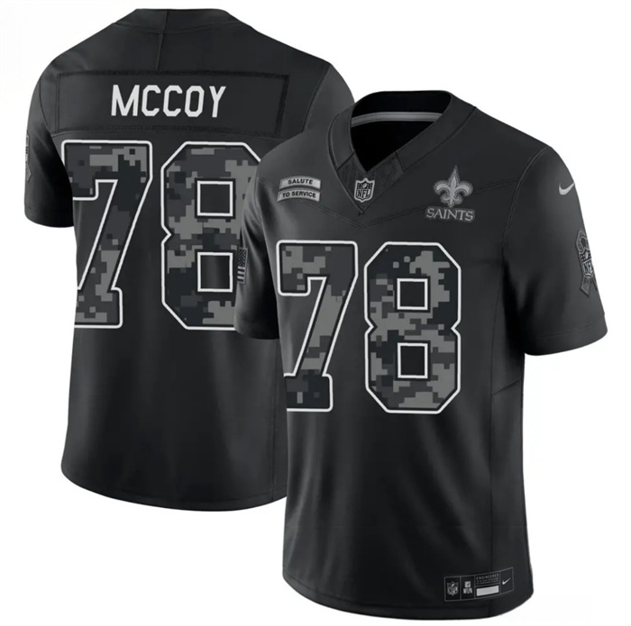Men's New Orleans Saints #78 Erik McCoy Black F.U.S.E. 2026 Salute to Service Limited Stitched Football Jersey