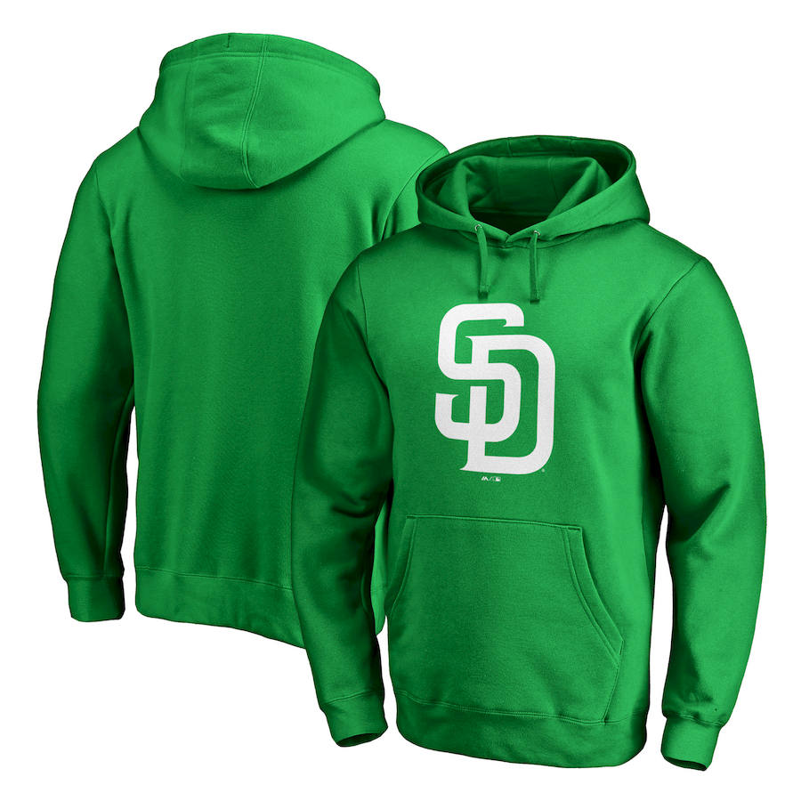 San Diego Padres Majestic St. Patrick's Day White Logo Pullover Hoodie Kelly Green
