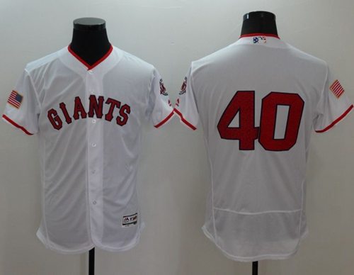 Giants #40 Madison Bumgarner White Fashion Stars & Stripes Flexbase Authentic Stitched MLB Jersey
