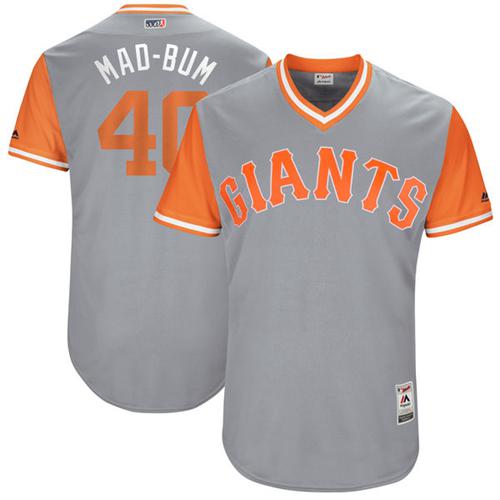Giants #40 Madison Bumgarner Gray "Mad-Bum" Players Weekend Authentic Stitched MLB Jersey