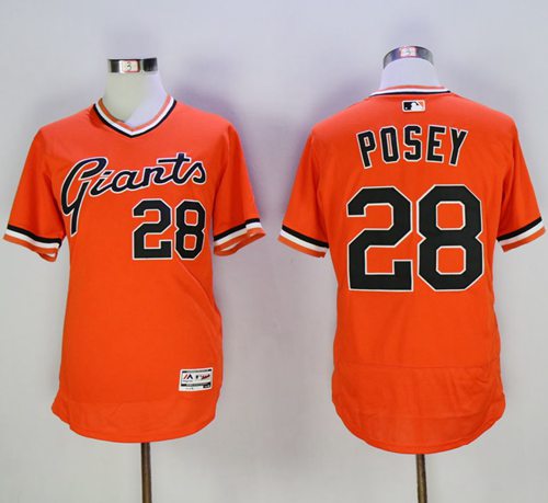 Giants #28 Buster Posey Orange Flexbase Authentic Collection Cooperstown Stitched MLB Jersey