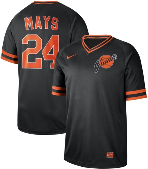 Nike Giants #24 Willie Mays Black Authentic Cooperstown Collection Stitched MLB jerseys
