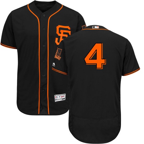 Giants #4 Mel Ott Black Flexbase Authentic Collection Alternate Stitched MLB Jersey