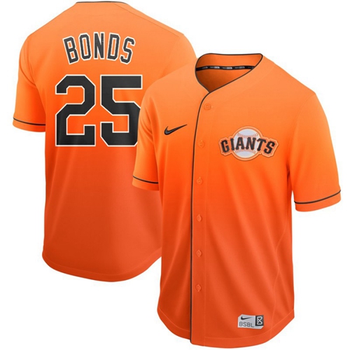 Nike Giants #25 Barry Bonds Orange Fade Authentic Stitched MLB jerseys