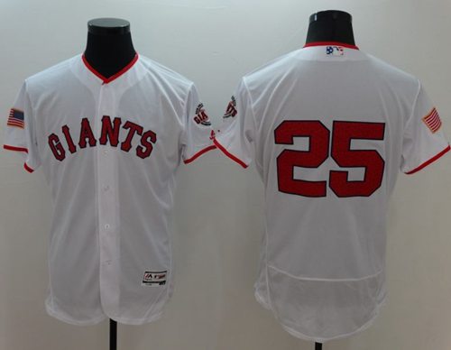 Giants #25 Barry Bonds White Fashion Stars & Stripes Flexbase Authentic Stitched MLB Jersey