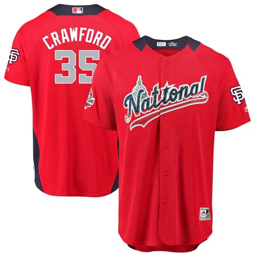 Giants #35 Brandon Crawford Red 2018 All-Star National League Stitched MLB Jersey