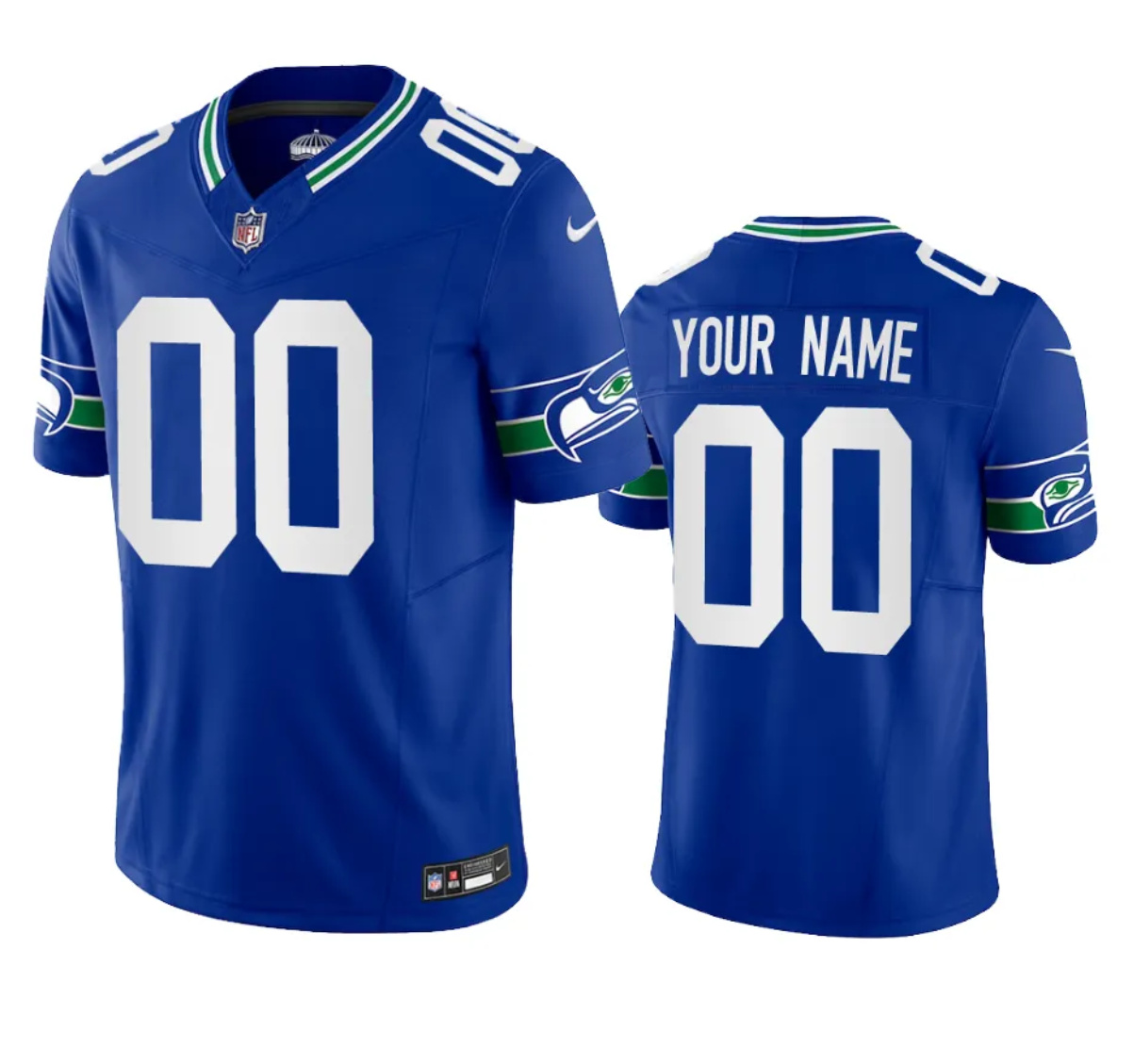 Women's Seattle Seahawks Active Player Custom Royal 2023 F.U.S.E. Throwback Vapor Limited Stitched Football Jersey