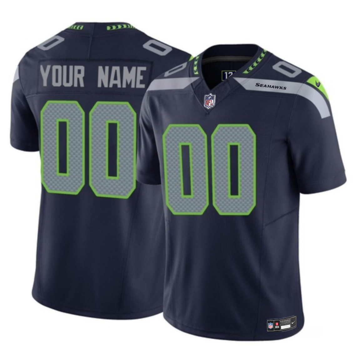 Men's Seattle Seahawks Active Player Custom Navy 2023 F.U.S.E Vapor Limited Stitched Football Jersey
