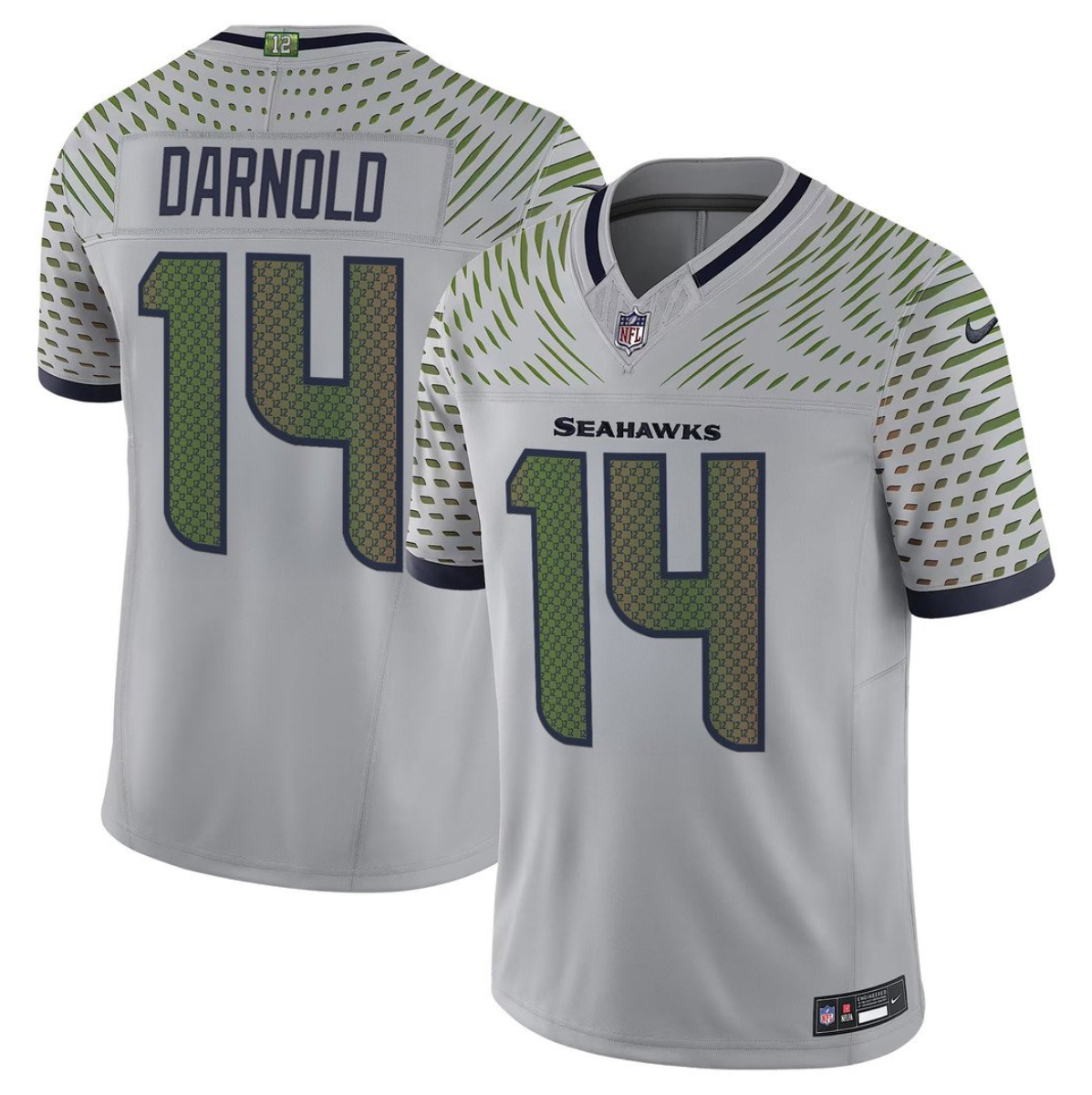 Men's Seattle Seahawks #14 Sam Darnold Grey 2025 F.U.S.E. “Rivalries” Vapor Untouchable Limited Stitched Football Jersey Men's Seattle Seahawks #14 Sam Darnold Grey 2025 F.U.S.E. “Rivalries” Vapor Untouchable Limited Stitched Football Jersey