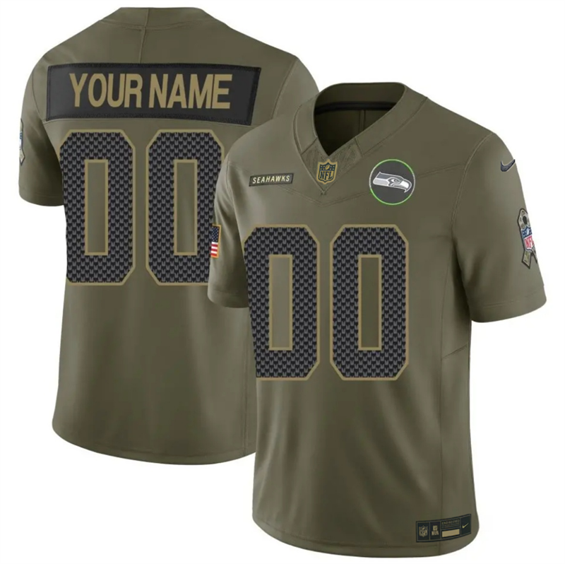 Men's Seattle Seahawks Active Player Custom Olive 2025 F.U.S.E. Salute to Service Limited Stitched Football Jersey Men's Seattle Seahawks Active Player Custom Olive 2025 F.U.S.E. Salute to Service Limited Stitched Football Jersey