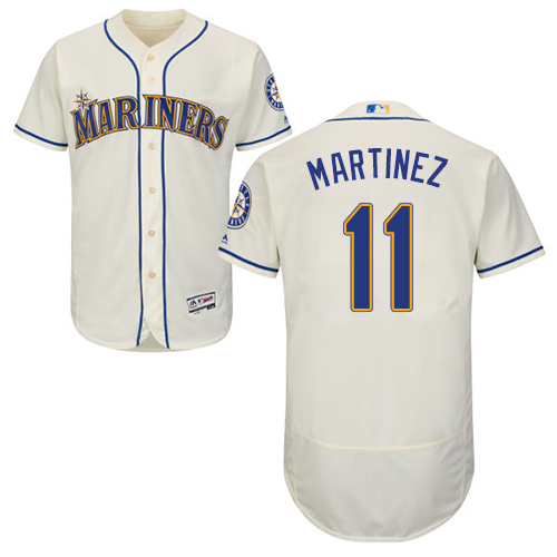 Mariners #11 Edgar Martinez Cream Flexbase Authentic Collection Stitched MLB Jersey