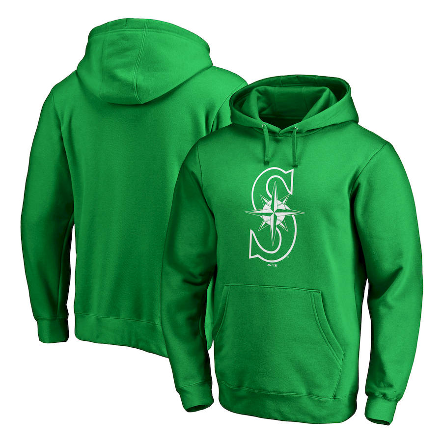 Seattle Mariners Majestic St. Patrick's Day White Logo Pullover Hoodie Kelly Green
