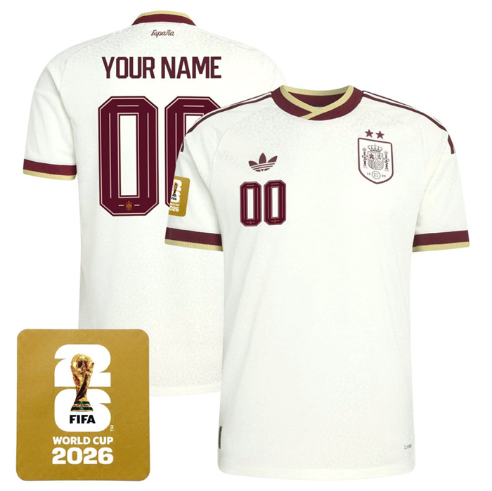 Men's Spain Team Custom 2026 World Cup Away Soccer Jersey