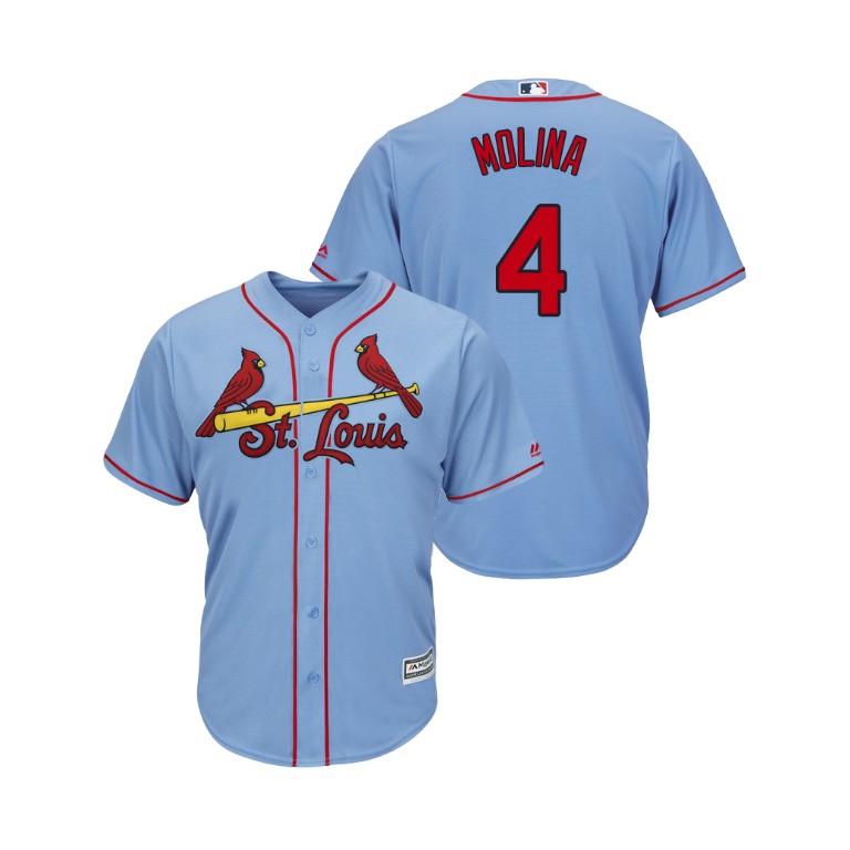 Cardinals #4 Yadier Molina Horizon Blue Alternate 2019 Cool Base Stitched MLB Jersey