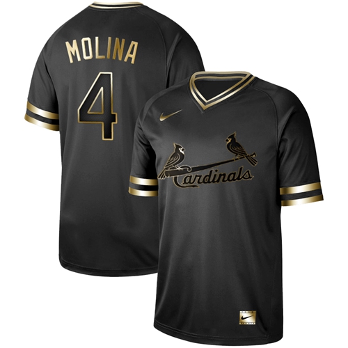 Nike Cardinals #4 Yadier Molina Black Gold Authentic Stitched MLB Jersey