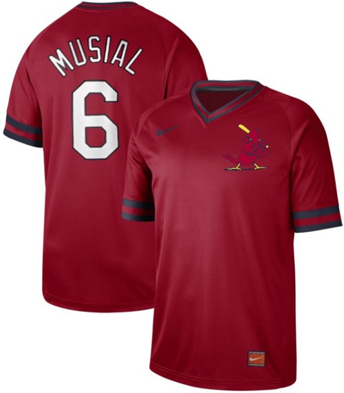 Nike Cardinals #6 Stan Musial Red Authentic Cooperstown Collection Stitched MLB Jersey