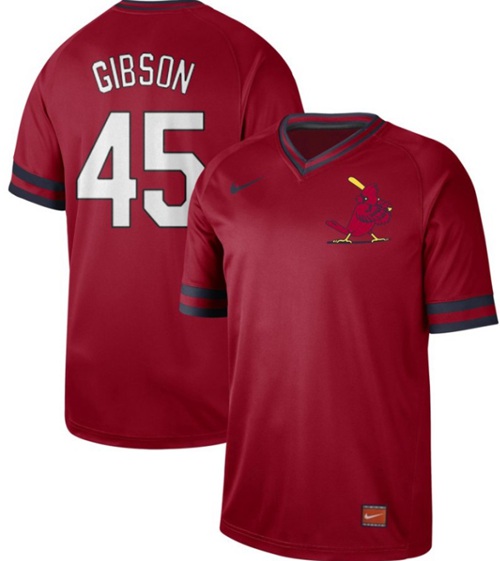 Nike Cardinals #45 Bob Gibson Red Authentic Cooperstown Collection Stitched MLB Jersey
