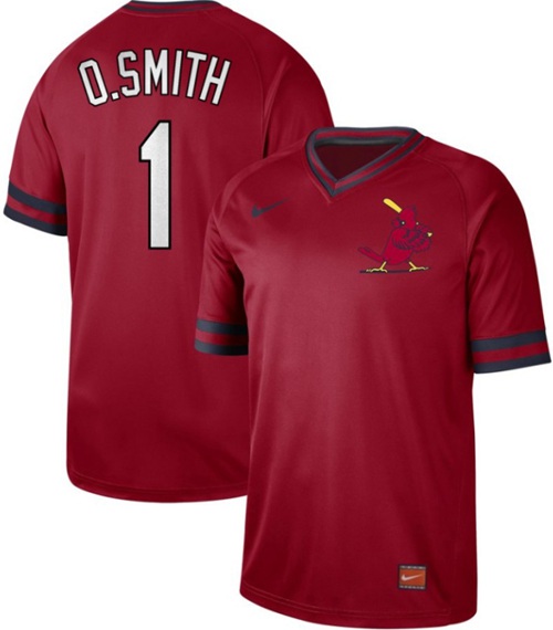 Nike Cardinals #1 Ozzie Smith Red Authentic Cooperstown Collection Stitched MLB Jersey