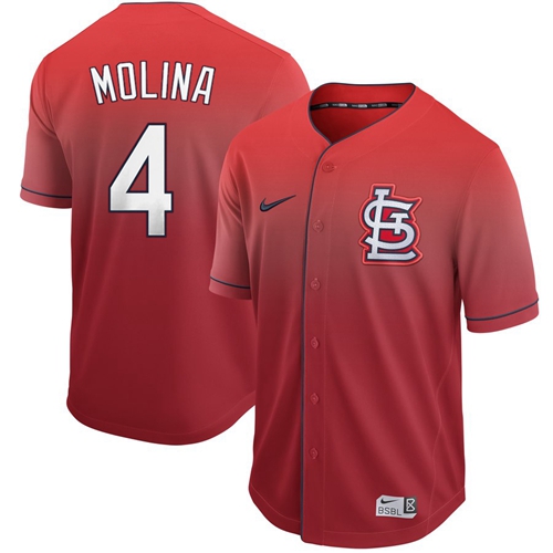 Nike Cardinals #4 Yadier Molina Red Fade Authentic Stitched MLB Jersey