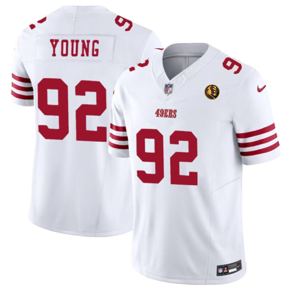 Men's San Francisco 49ers #92 Chase Young White 2023 F.U.S.E. With John Madden Patch Vapor Limited Stitched Football Jersey