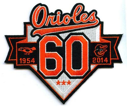 Stitched 2014 Baltimore Orioles 60th Anniversary Season Jersey Sleeve Patch (1954) Stitched 2014 Baltimore Orioles 60th Anniversary Season Jersey Sleeve Patch (1954)