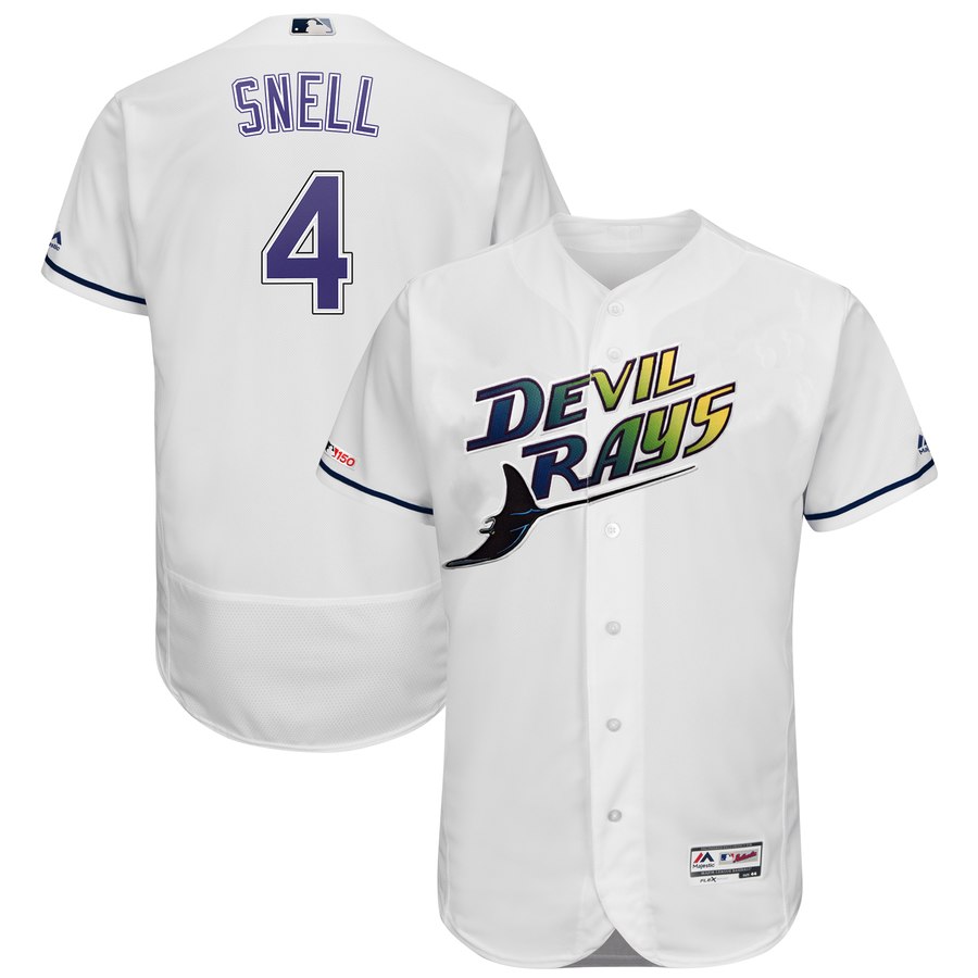 Tampa Bay Rays #4 Blake Snell Majestic Turn Back The Clock Home Flex Base Authentic Collection Player Jersey White