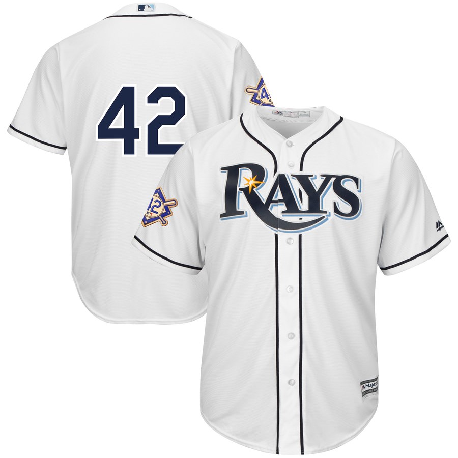 Tampa Bay Rays #42 Majestic 2019 Jackie Robinson Day Official Cool Base Jersey White