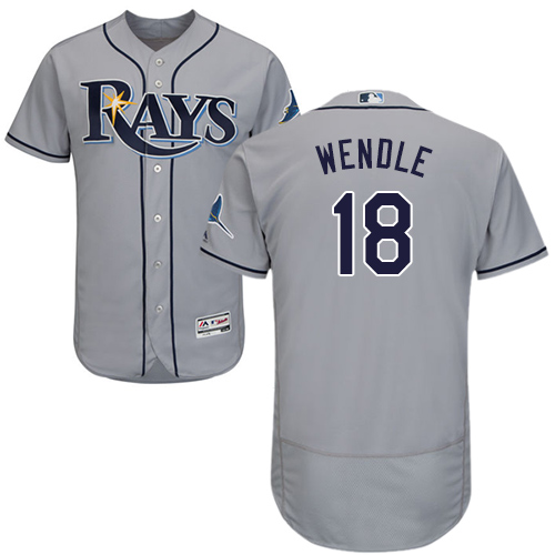 Rays #18 Joey Wendle Grey Flexbase Authentic Collection Stitched MLB Jersey