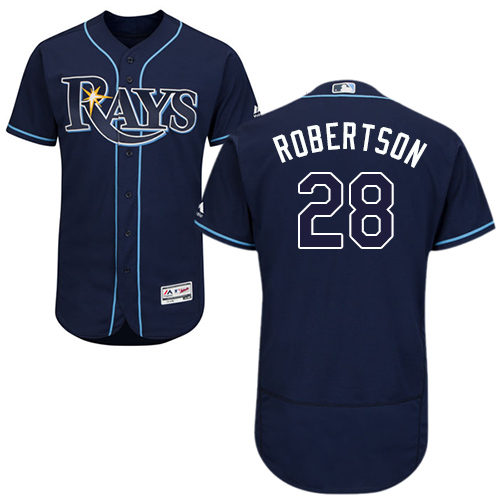 Rays #28 Daniel Robertson Dark Blue Flexbase Authentic Collection Stitched MLB Jersey