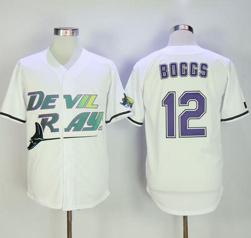 Mitchell And Ness Rays #12 Wade Boggs White Throwback Stitched MLB Jersey