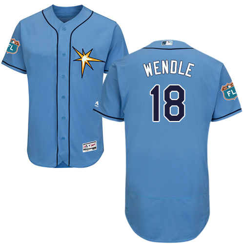 Rays #18 Joey Wendle Light Blue Flexbase Authentic Collection Stitched MLB Jersey