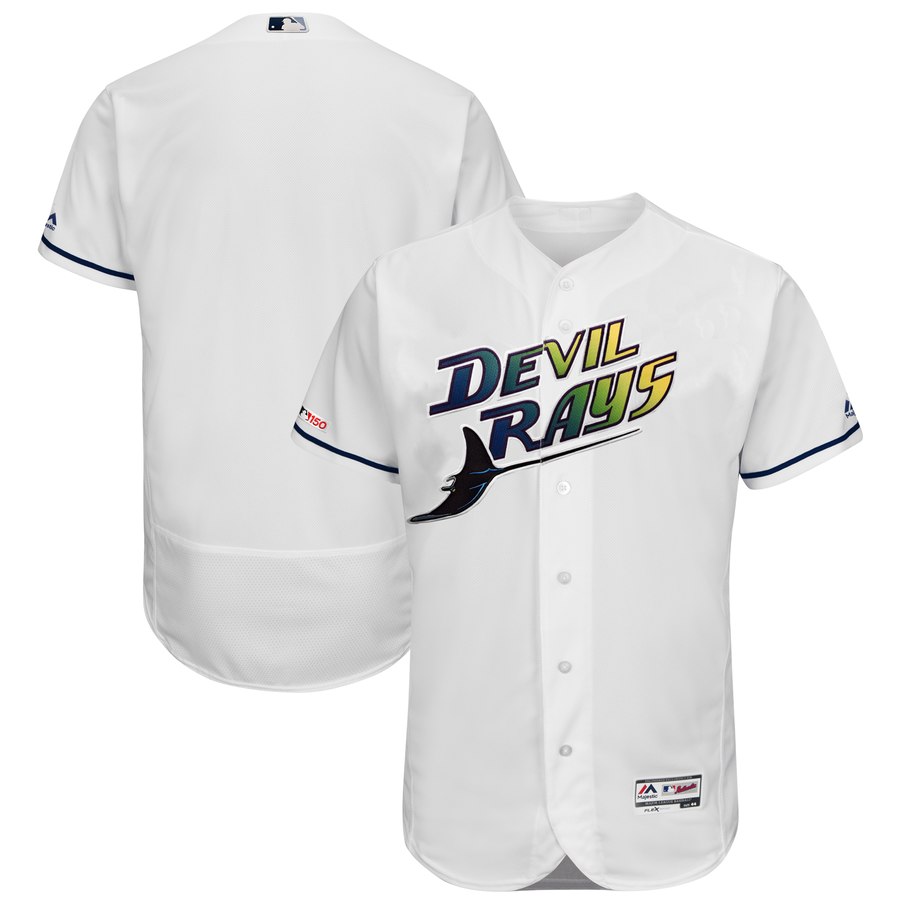Tampa Bay Rays Blank Majestic Turn Back The Clock Home Flex Base Authentic Collection Team Jersey White