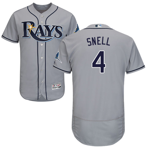 Rays #4 Blake Snell Grey Flexbase Authentic Collection Stitched MLB Jersey