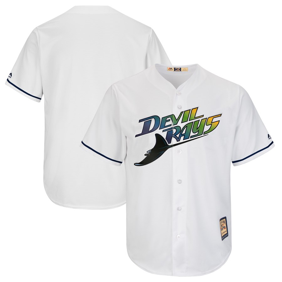Tampa Bay Rays Blank Majestic Turn Back The Clock Home Cooperstown Collection Cool Base Team Jersey White