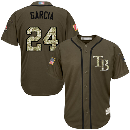 Rays #24 Avisail Garcia Green Salute to Service Stitched MLB Jersey