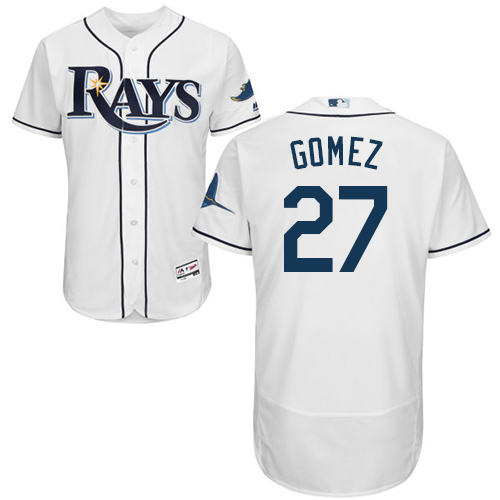 Rays #27 Carlos Gomez White Flexbase Authentic Collection Stitched MLB Jersey