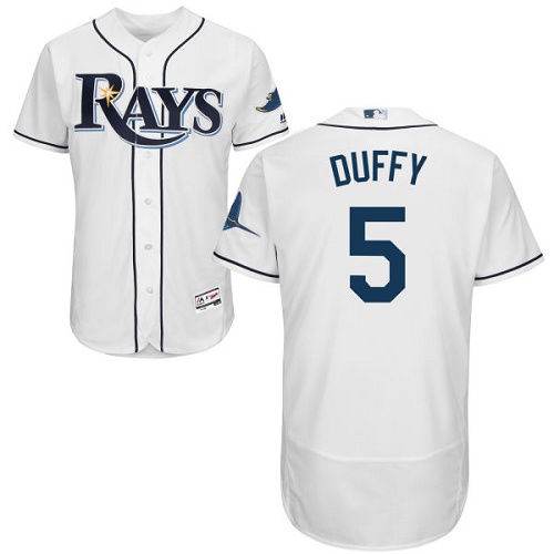 Rays #5 Matt Duffy White Flexbase Authentic Collection Stitched MLB Jersey