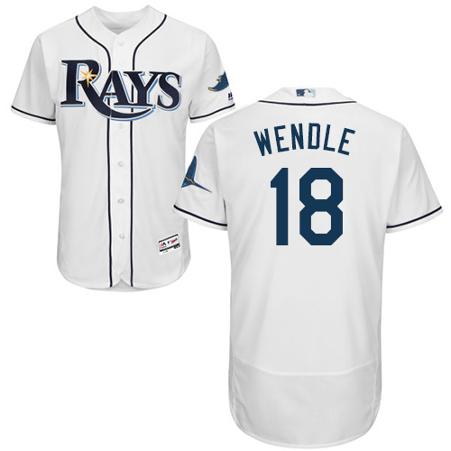 Rays #18 Joey Wendle White Flexbase Authentic Collection Stitched MLB Jersey
