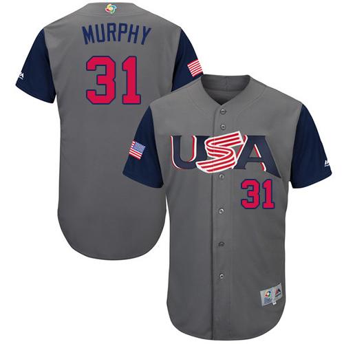 Team USA #31 Daniel Murphy Gray 2017 World MLB Classic Authentic Stitched MLB Jersey Team USA #31 Daniel Murphy Gray 2017 World MLB Classic Authentic Stitched MLB Jersey