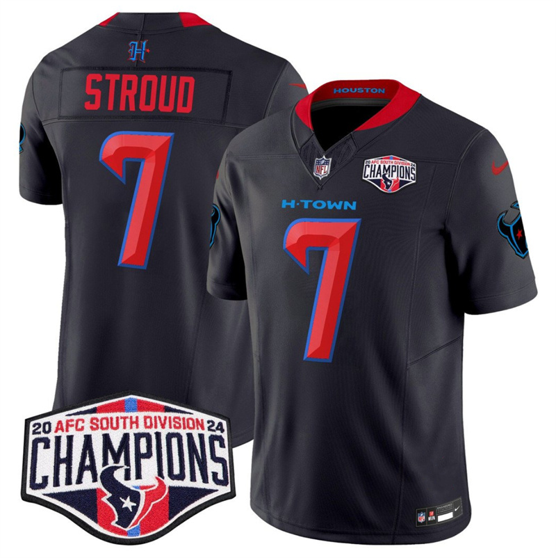 Men's Houston Texans #7 C.J. Stroud Navy 2nd Alternate F.U.S.E. 2024 AFC South Division Champions Vapor Limited Stitched Football Jersey Men's Houston Texans #7 C.J. Stroud Navy 2nd Alternate F.U.S.E. 2024 AFC South Division Champions Vapor Limited Stitched Football Jersey
