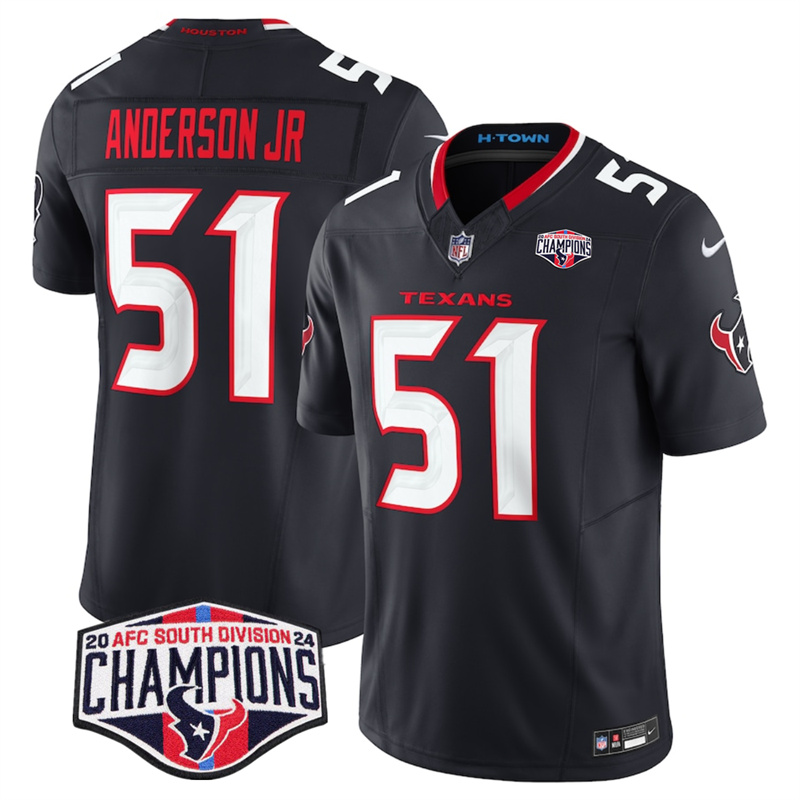 Men's Houston Texans #51 Will Anderson Jr. Navy F.U.S.E. 2024 AFC South Division Champions Vapor Limited Stitched Football Jersey Men's Houston Texans #51 Will Anderson Jr. Navy F.U.S.E. 2024 AFC South Division Champions Vapor Limited Stitched Football Jersey